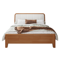 Lit en noyer noir d'Amérique du Nord personnalisé, lit double en bois massif, mobilier de chambre principale pour petit appartement