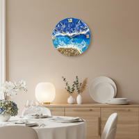 Reloj de Lujo Hecho a Mano con Resina, Tema Oceánico, Moderno, de Cuarzo, a Pilas, Impermeable, de Gran Tamaño, con Luz Nocturna, para Decoración de Bodas y Comedor