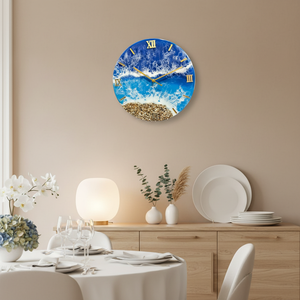 Luxury Handmade Resin Ocean Theme Modern Quartz Battery Powered Waterproof Oversized Night Light Wedding Dining Room Decor Clock - Product Image 3