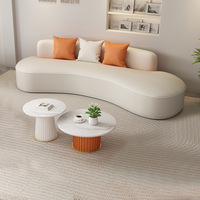 Ensemble de canapés incurvés en similicuir de luxe léger de style européen, pour magasins de vêtements, salons de beauté, bureaux, avec mousse éponge haute élasticité compressée
