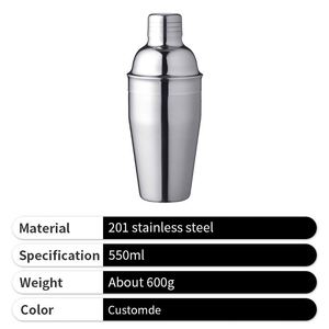 Juego de Cocteleras Profesionales Personalizadas al por Mayor, de Plástico y Acero Inoxidable, Impresas, de 550 ml, 600 ml y 700 ml - Product Image 4