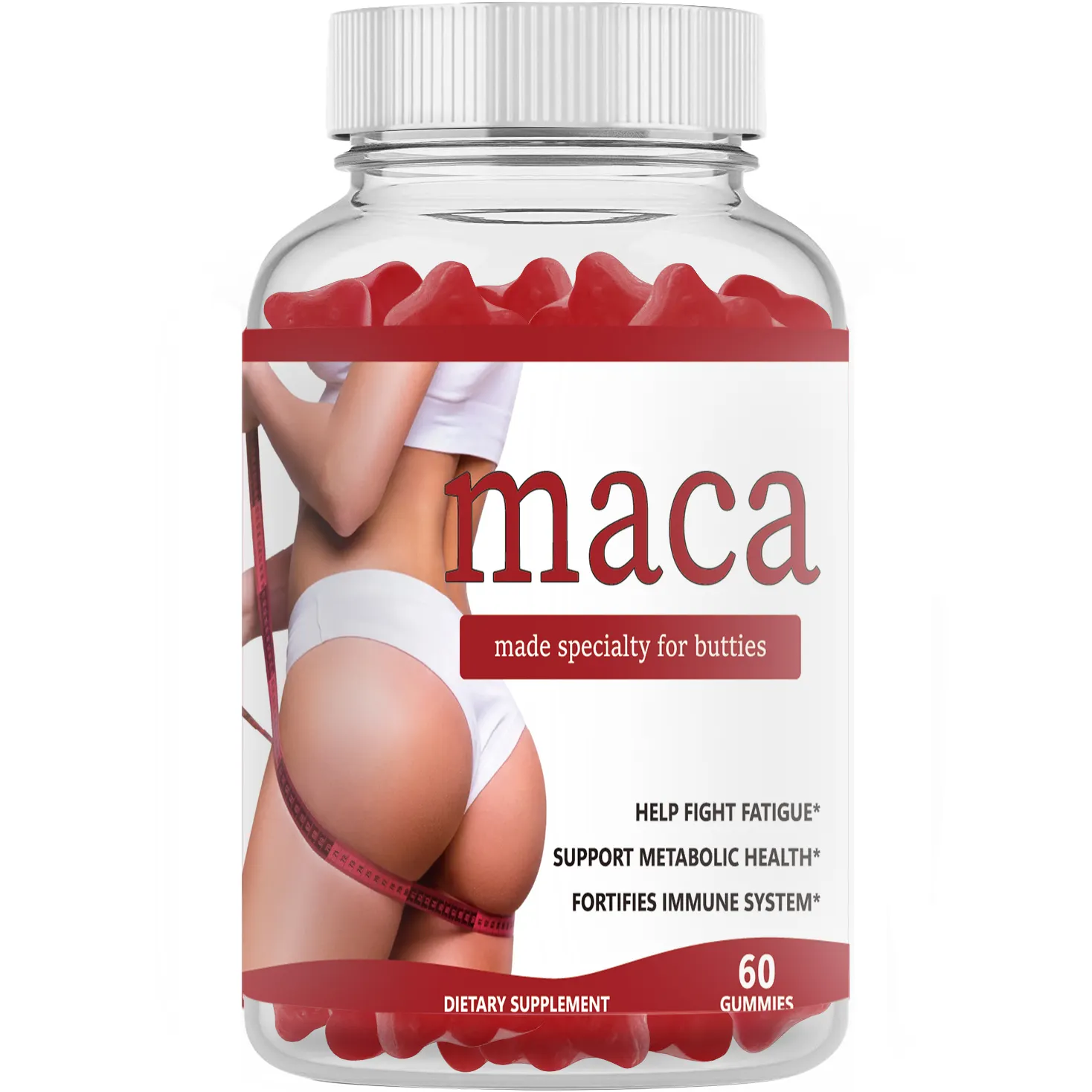 Listo para enviar OEM MACA Gummies para agrandar caderas y glúteos Gummies de raíz de Maca Gummies de equilibrio hormonal para mujeres