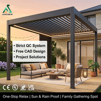 Pergola bioclimatique motorisée intelligente en aluminium à lames orientables ANCSEM, imperméable, sur mesure, pour villa extérieure