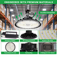 Lampes LED UFO haute luminosité IP65 étanches 150lm/W 150W 200W 240W avec driver d'urgence pour usine