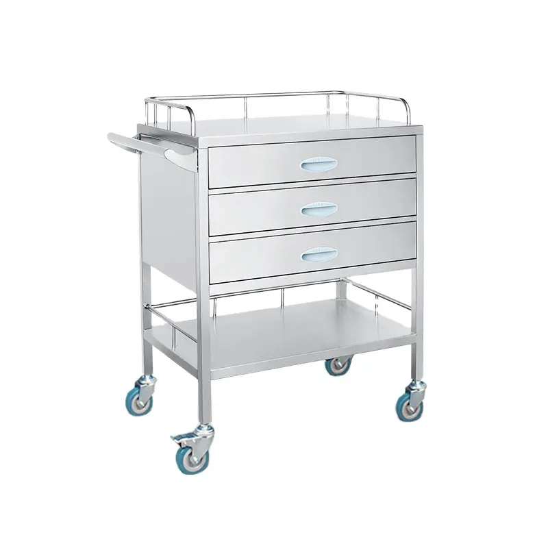 BR-M63 medizinische Edelstahl Crash Cart Drug Chirurgische Krankenpflege Arzt Krankenhaus Klinik Edelstahl Medizin Trolley