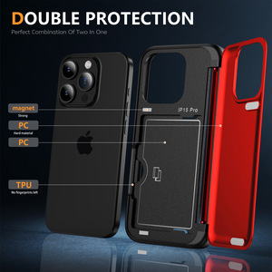 Nouveau design porte-carte de crédit à <span class=keywords><strong>clapet</strong></span> étui de téléphone antichoc portefeuille couverture arrière pour <span class=keywords><strong>iPhone</strong></span> 15 Pro Max 14 Plus <span class=keywords><strong>13</strong></span> 12 Samsung S24 - Product Image 3
