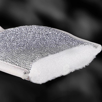 FF5214 Chiffon de nettoyage ménager multi-usages, éponge à vaisselle en fil d'acier non rayant, éponge en microfibre double face, éponge en laine d'acier pour la cuisine
