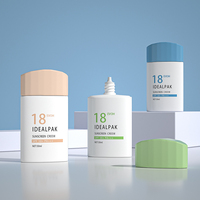 Vente en gros de flacons de crème solaire plats en EVOH personnalisés de 50 ml avec impression à l'écran pour les soins de la peau et les lotions