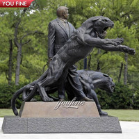 Statue de panthère en laiton, grand métal, Sculpture de léopard, en Bronze, panthère rampant