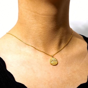 Joyería Personalizada, Collar de Acero Inoxidable con Colgante de Moneda, Luna, Estrella y Sol, con Circonita, Resistente al Agua y al Deslustre, Chapado en Oro de 18K, Joyería de Moda - Product Image 3