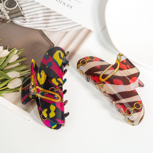 Pince à cheveux grande taille style coréen en acétate imprimé fleurs pour femme, accessoire décontracté - Product Image 3