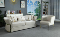 Sofá Turco de Lujo Ligero Chesterfield en Tela, Sofá Esquinero en Ángulo Recto con Decoración Dorada, Superventas al por Mayor GSC50-GSC51