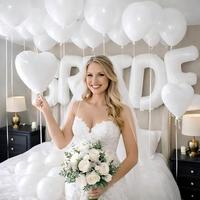 Kit de ballons lettres BRIDE blancs de 40 pouces, ballons en aluminium cœur de 18 pouces et ballons en latex de 10 pouces pour enterrement de vie de jeune fille, fête prénuptiale, mariage