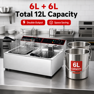Commercial Electric Deep Fryer 12L Double Tank Double <b>Basket</b> 2.5kW for French Fries Chicken Fast Food Restaurant Catering - Product Image 4