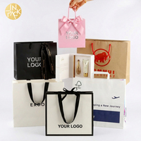 Sacs en papier personnalisés avec logo, en pack, pour cadeaux de remerciement, sacs de shopping écologiques recyclés avec poignées, pour l'emballage de cadeaux de reconnaissance