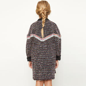 Vêtements en ligne, pull long en laine fantaisie bicolore pour grande fille, fabriqué en Chine - Product Image 2