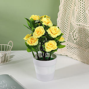 Fournisseur direct du fabricant, plante en pot de <span class=keywords><strong>fleurs</strong></span> artificielles multicolores, roses artificielles réalistes, bonsaï pour la décoration de table intérieure - Product Image 3