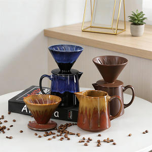 Ensemble de <span class=keywords><strong>cafetière</strong></span> en céramique écologique au design rétro avec <span class=keywords><strong>filtre</strong></span> à entonnoir pour café <span class=keywords><strong>filtre</strong></span> manuel - Product Image 2