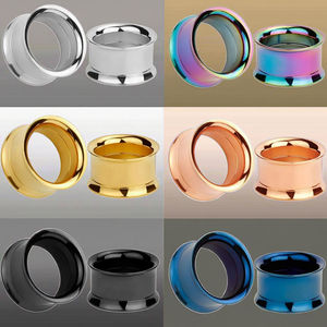 Calibradores de doble llamarada Piercing de oreja Tornillo de estiramiento Ajuste Túneles Calibre Tapones para los oídos de acero inoxidable Túnel de carne Calibradores de oreja - Product Image 3