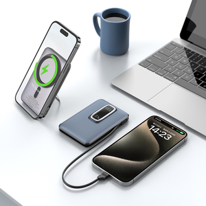 PD22.5W Fast <b>Charging</b> 5000mAh Powerbank 15W <b>Wireless</b> Magnetic Detachable C-C Cable Power Bank With <b>Stand</b> - Product Image 1