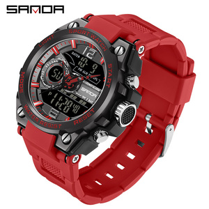 SANDA 6092 นาฬิกาข้อมือผู้ชายแบบอนาล็อก-ดิจิตอลจอแสดงผลคู่ที่ขายดีที่สุด นาฬิกากันน้ำสำหรับเล่นกีฬากลางแจ้งแบบลำลองอินเทรนด์อเนกประสงค์ - Product Image 2