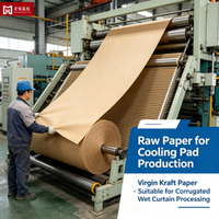 Grand rouleau de papier kraft vierge industriel, matière première brune naturelle pour le traitement des rideaux humides en nid d'abeille