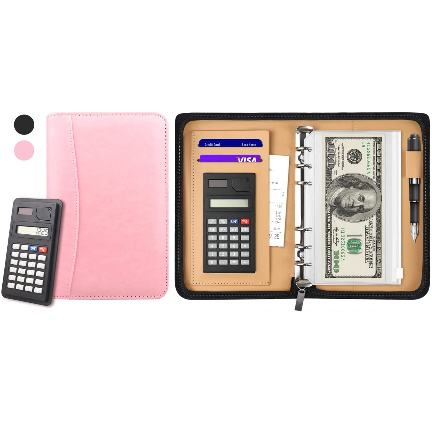 Бюджетная папка с конвертами на молнии, планировщик из искусственной кожи A6 2022 с калькулятором для наличных конвертов, кошелек-органайзер для денег