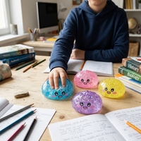 Lot de 4 jouets sensoriels anti-stress en TPR à montée lente, en forme de petits pains vapeur scintillants, à presser, en maltose