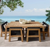 Ensemble de salle à manger d'extérieur en teck africain de luxe, 8 places, grande table de jardin et chaises, meubles de patio résistants aux intempéries pour l'Australie