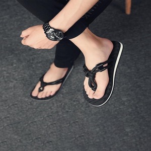 Chaussons d'été jetables en cuir véritable pour hommes, à bout ouvert, luxueux, confortables, antidérapants, grandes tailles - Product Image 5
