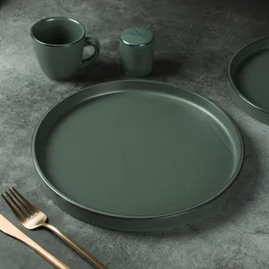 ชุดจานอาหารเซรามิกสำหรับโรงแรมร้านอาหาร ขายส่ง จานเซรามิกเคลือบสี จานเสิร์ฟทรงกลม - Product Image 2