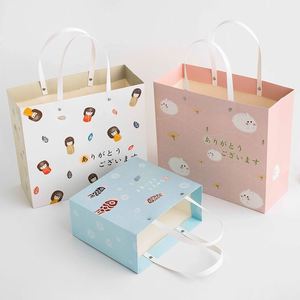 Cute Cartoon Birthday Gift <b>Wrapping</b> Bag New Style Portable Ins Trend White Cardboard Bag,Durable Storage & Shopping Bag - Product Image 2