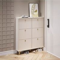 Meuble à chaussures ultra-fin en bois crème pour entrée, grande capacité, rangement mural moderne et simple pour la maison