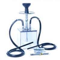 Chichas Acryliques Double Tuyau En Gros avec LED, Ensemble Fumeur Chicha