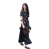 Robe d'été en soie coupe biais 3D style chinois Muguyu avec imprimé animal et floral, manches classiques, jupe taille haute 260604119