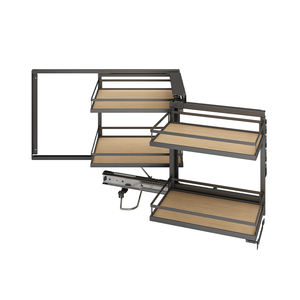 Panier d'angle universel coulissant avec amortissement, gauche/droite, pour bouteilles d'huile et petits ustensiles de cuisine, organisateur compartimenté optimisé - Product Image 5