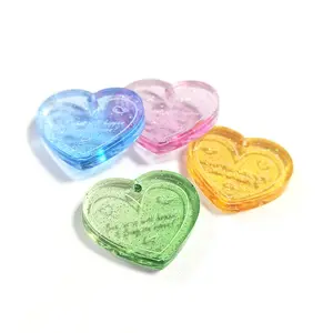 Custom High Quality Heart Shape Glitter Acrylic Plastic Keychain