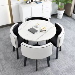 Combinación de silla de mesa informal de Metal Simple moderna para el hogar, mesa de <span class=keywords><strong>comedor</strong></span> de <span class=keywords><strong>4</strong></span> plazas, forma redonda/cuadrada, sala de estar, 1 año de garantía - Product Image 2