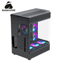 AntarcChill Black Steel Full Tower ATX Gaming Chassis with Panoramic Glass Side Panel 360mm Liquid Cooling USB3.0 Type-C Ports