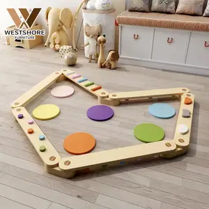Wooden Balance Beams Montessori Inspired Balance Board for Kids Stepping Stones Activity Play Gym Toddler Toys Indoor Gym
