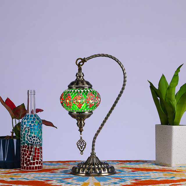 Turkish DIY LED Table Lamp with Iron & Glass E14 Bulb Base for Reading Room Modern Design