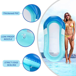 Inflatable Floating Bed 170x75cm Light Blue With <b>Backrest</b> For Pool Lounge Adult Use - Product Image 3