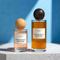 Flacons pulvérisateurs en verre vides à fond épais, forme cylindrique, 30ml, 50ml, 100ml, 200ml, 250ml, en stock, 100ml avec bouchon en bois