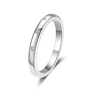 Bán buôn anillos de plata 925 Sterling Bạc phụ nữ đồ trang sức đơn giản Kim Cương moissanite Nhẫn cưới bạch kim