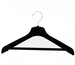 Hanger Velvet Classic Black Velvet Plastic Hanger With Crossbar