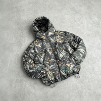 Blouson matelassé surdimensionné personnalisé OEM avec cordon de serrage à la taille, coupe courte, motif Realtree Camo, coupe-vent, streetwear, vêtements d'extérieur pour hommes