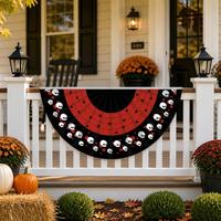 Drapeau de fanion personnalisé en gros pour Halloween, motifs Têtes de mort, Araignées, Fantômes, Squelettes, Guirlande rouge/noire en polyester 100D, impression numérique, pour extérieur