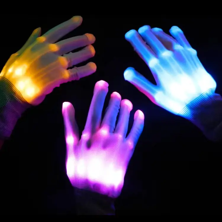 PT Wholesale LED Gloves 12 Color Changeable Lights Unique Gifts for Fathers Day Led Gloves for Adults Teens Kids Cool Fun Toys