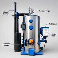 Nouvelle chaudière industrielle verticale à biomasse Henan VeKing 1,2 T/h, générateur de vapeur automatique à pellets, basse pression, à tubes de fumée, garantie 3 ans