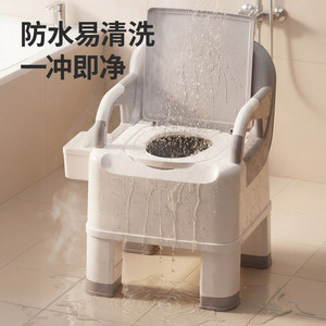 Chaise de toilette portable Li Ba avec accoudoirs, anti-odeur, pour personnes âgées, utilisation nocturne, tabouret en plastique - Product Image 3